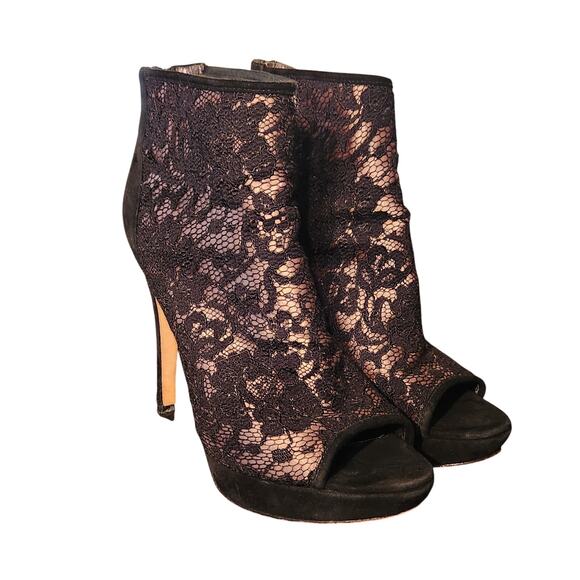Via Spiga Size 8 Evanna Lace Peep Toe Booties - Picture 2 of 7